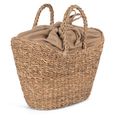 Eco-friendly half-moon seagrass basket bag